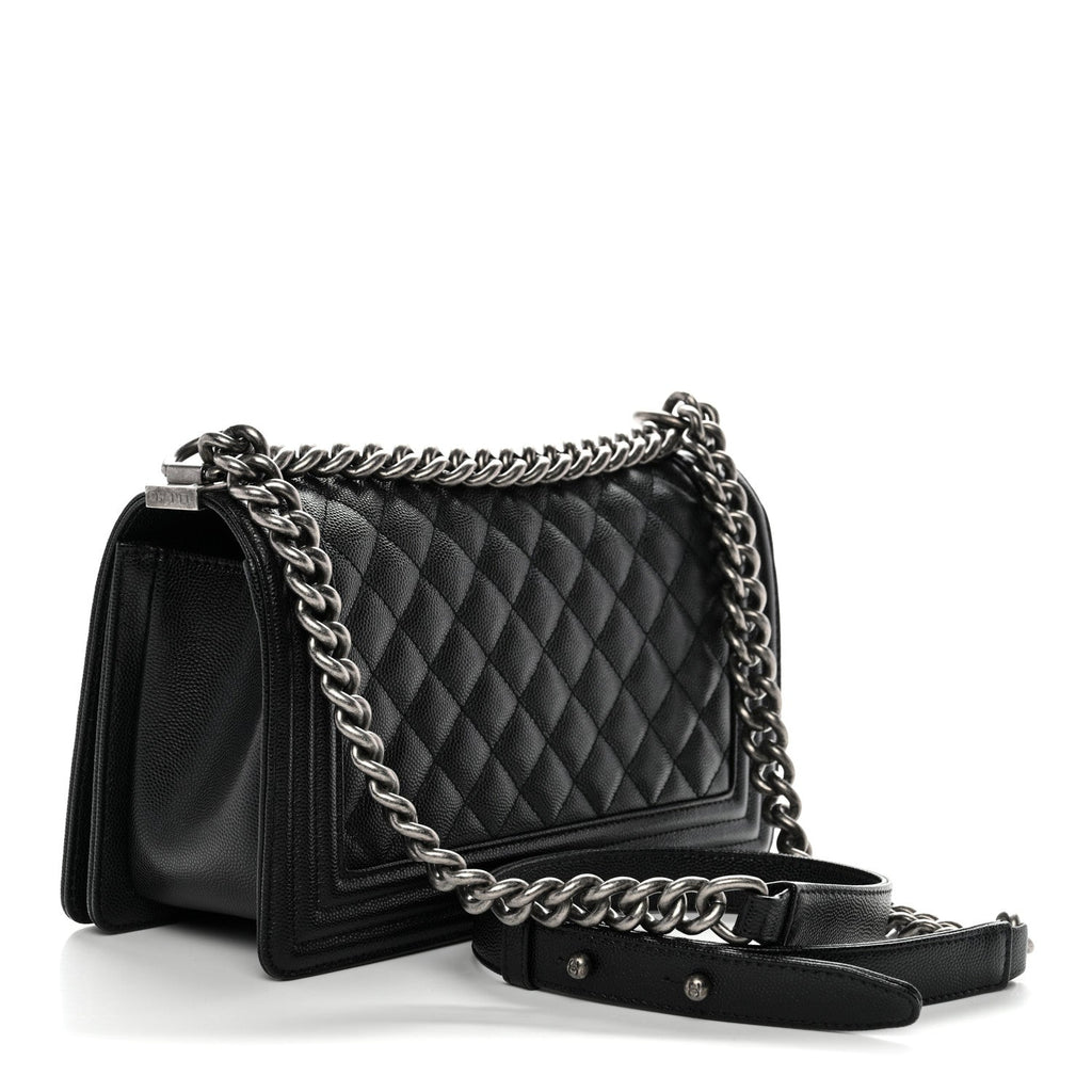 Caviar Quilted Medium Boy Flap Black