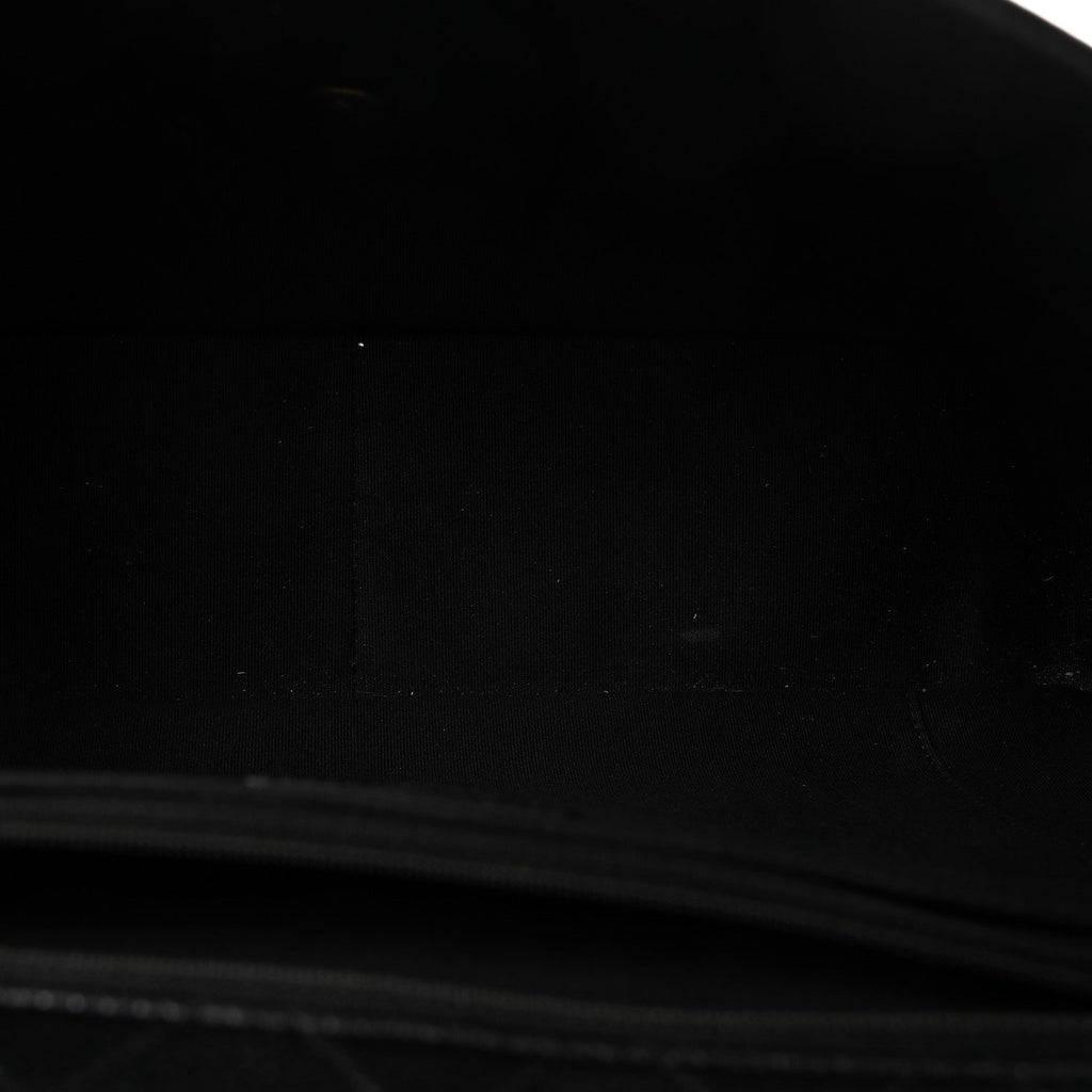 Grained Calfskin Quilted XXL Travel Flap Bag Black