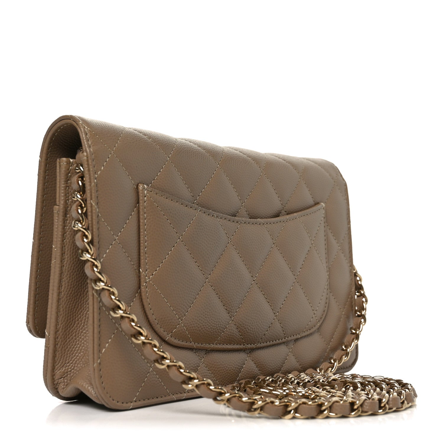 Caviar Quilted Wallet on Chain WOC Beige