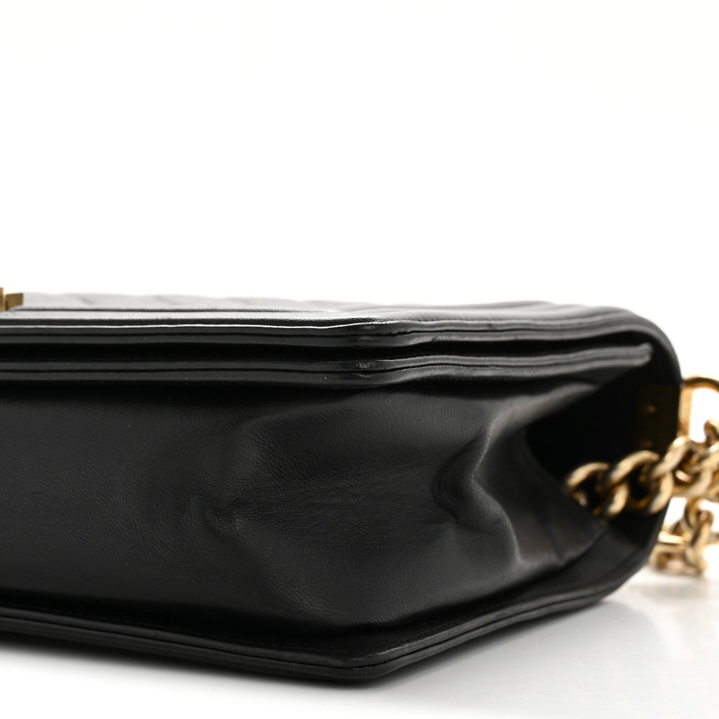 Lambskin Quilted New Medium Boy Flap Black