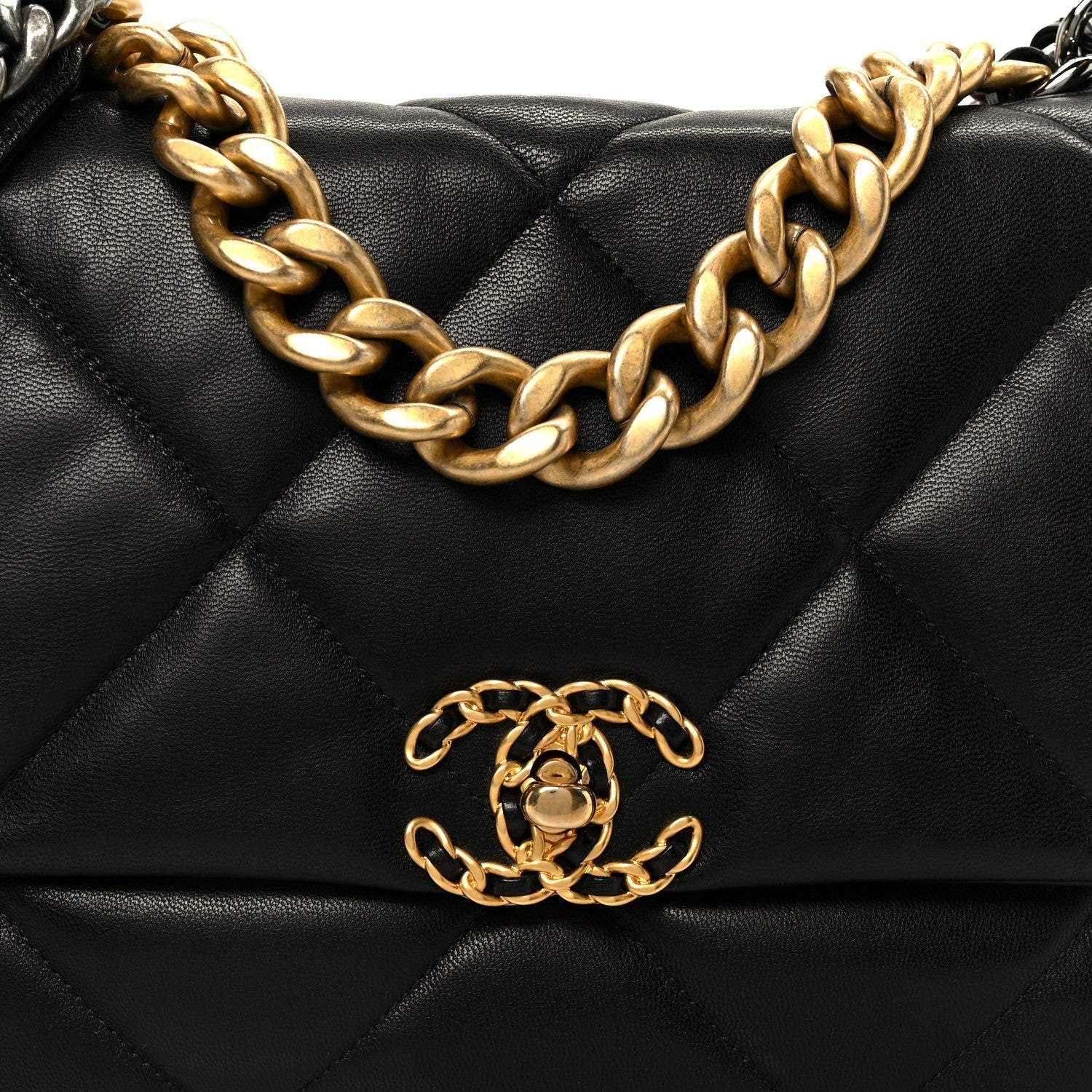 Goatskin Quilted Large Chanel 19 Flap Black