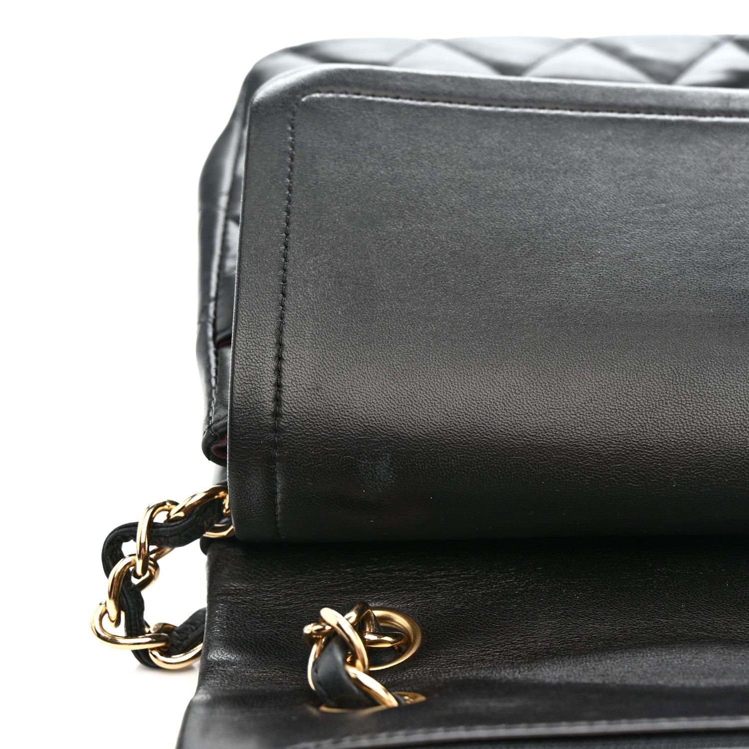 Lambskin Quilted Jumbo Double Flap Black