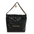Shiny Calfskin Quilted Small Chanel 22 Black