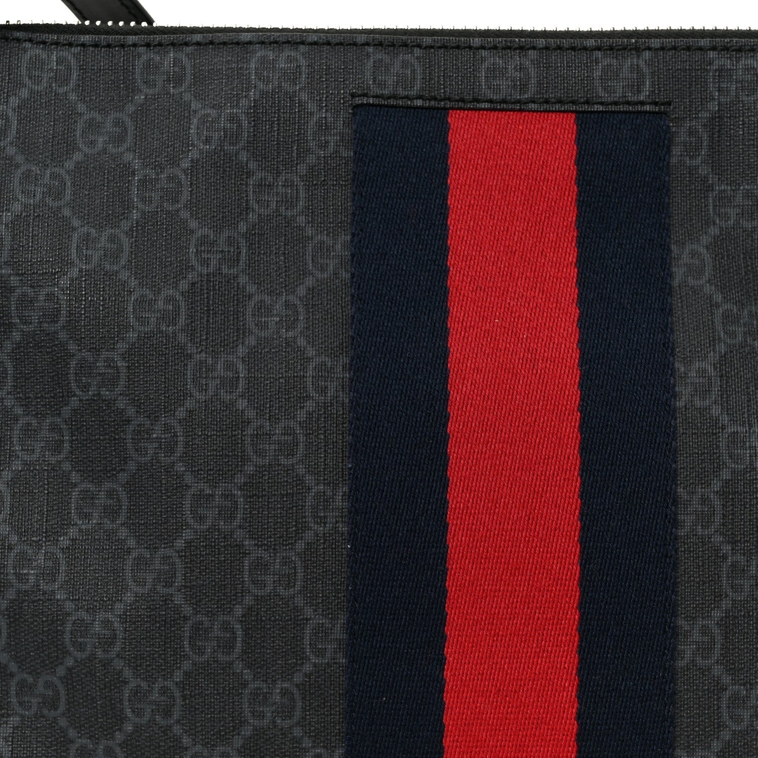 Soft GG Supreme Monogram Appia Calfskin Web East West Messenger Bag Black Grey