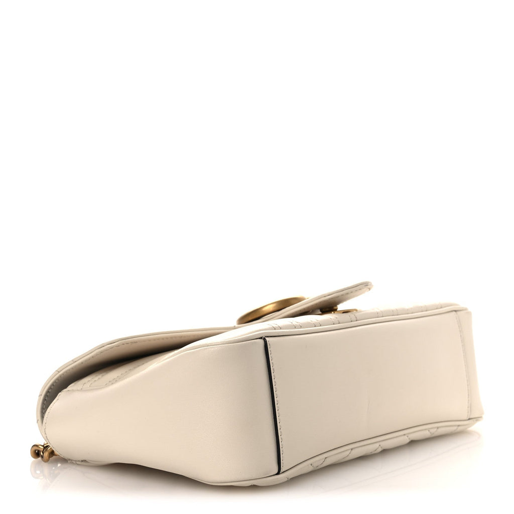Calfskin Matelasse Small GG Marmont Shoulder Bag White