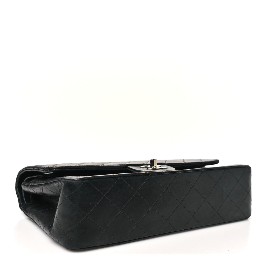 Lambskin Quilted Medium Double Flap Black