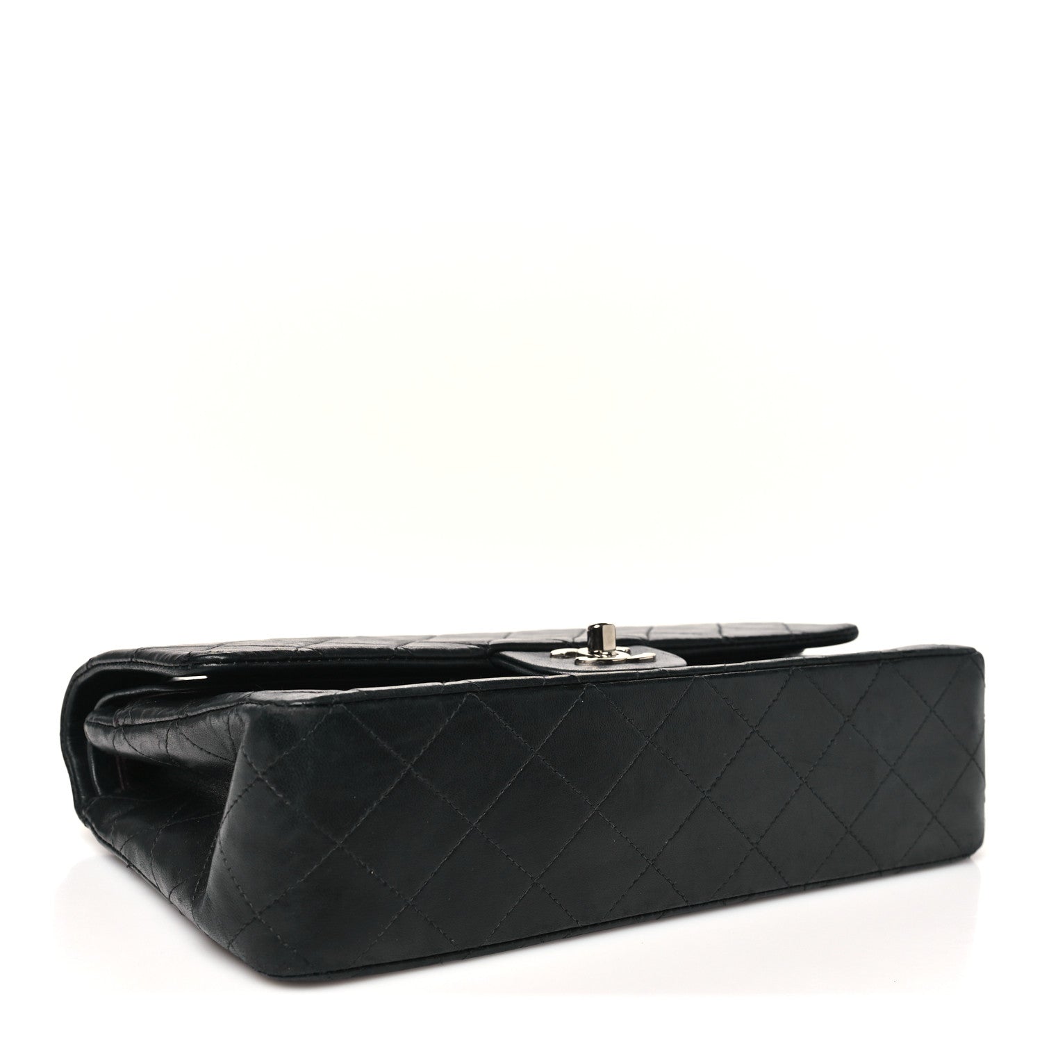 Lambskin Quilted Medium Double Flap Black