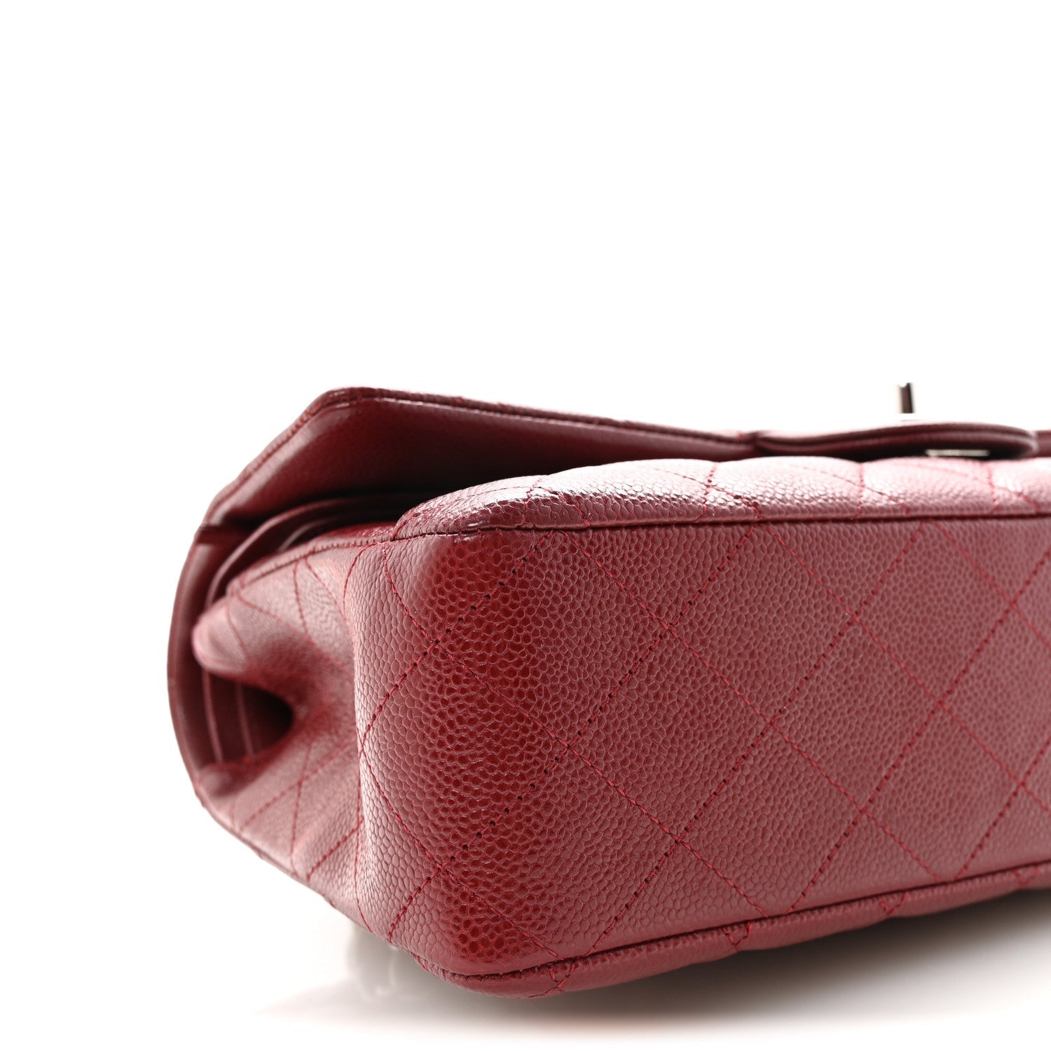 Caviar Quilted Medium Double Flap Burgundy