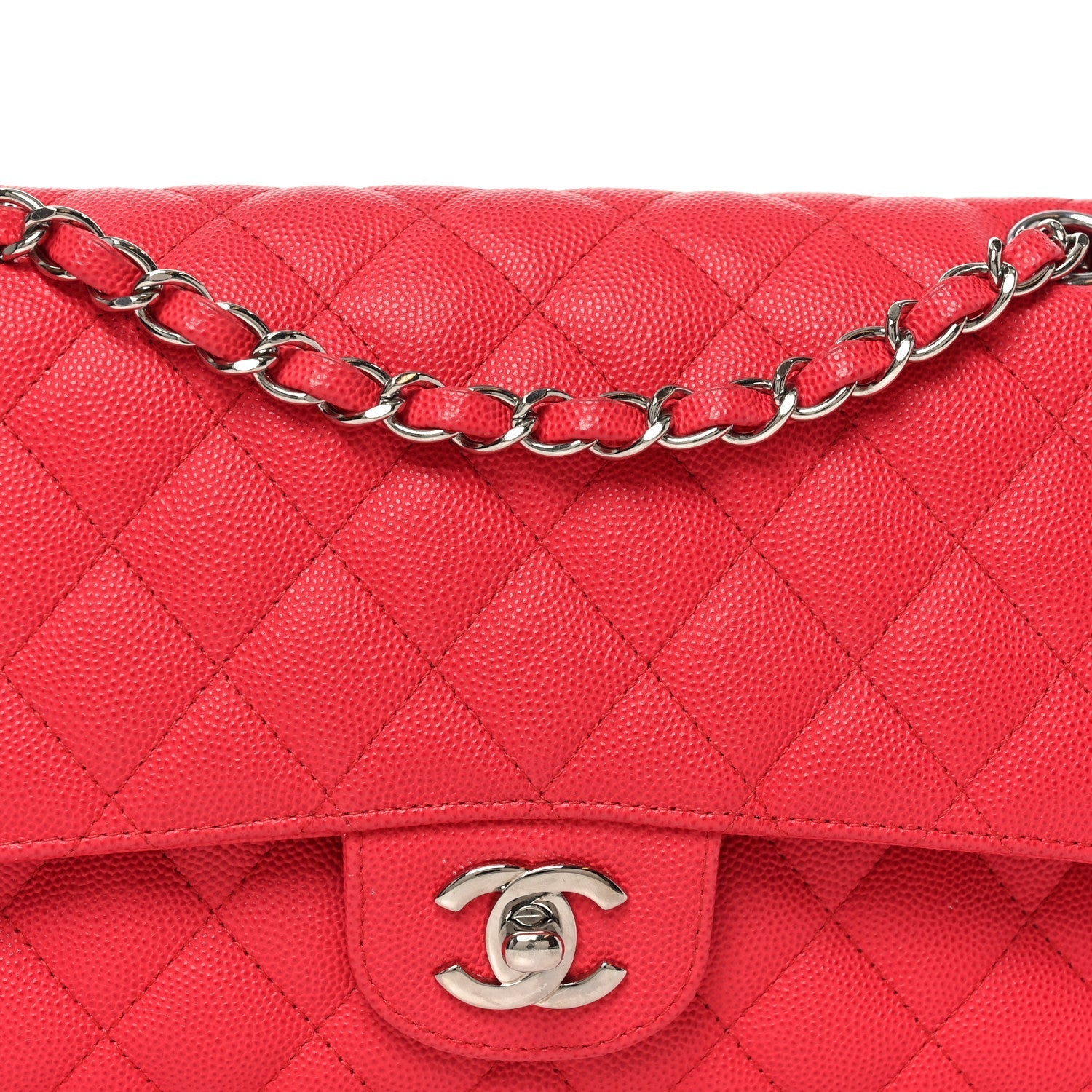 Caviar Quilted Medium Double Flap Dark Pink