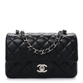 Lambskin Quilted Mini Rectangular Flap Black