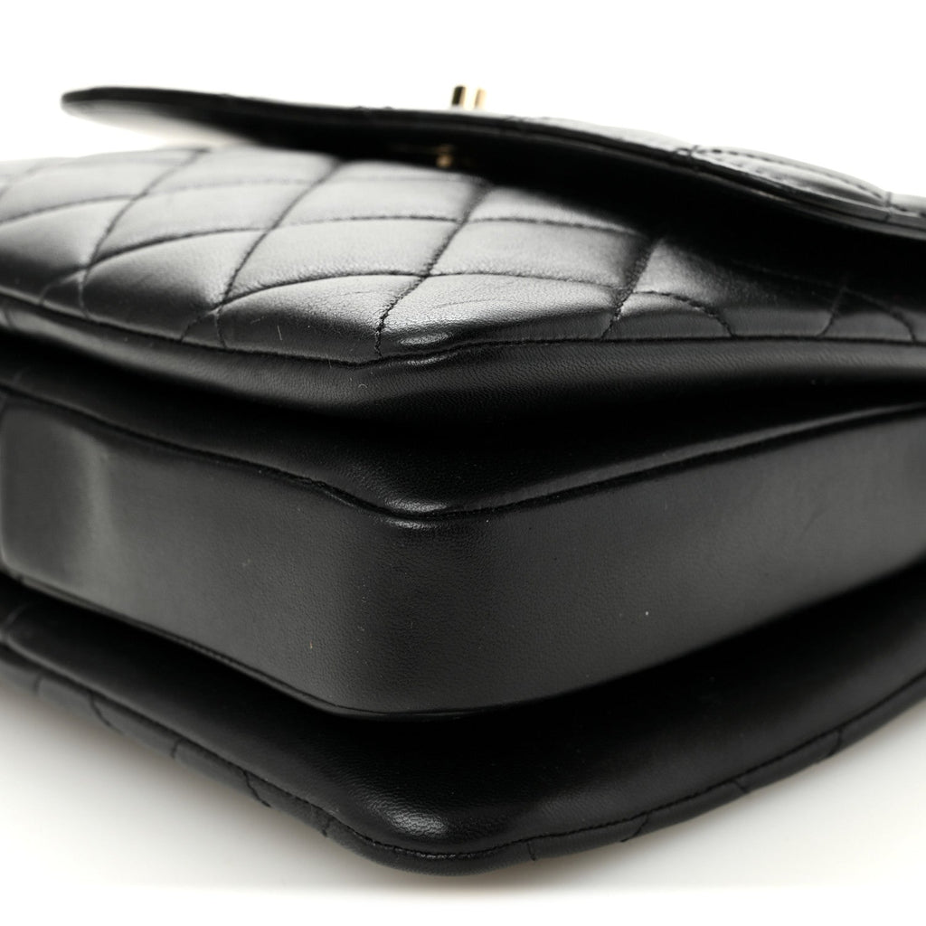 Lambskin Quilted Small Trendy CC Dual Handle Flap Bag Black