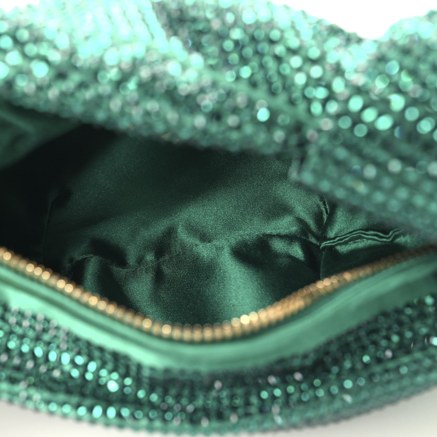 Crystal Embellished Satin Mini Hotfix Jodie Emerald