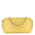Caviar Quilted CC Filigree Clutch With Chain Yellow