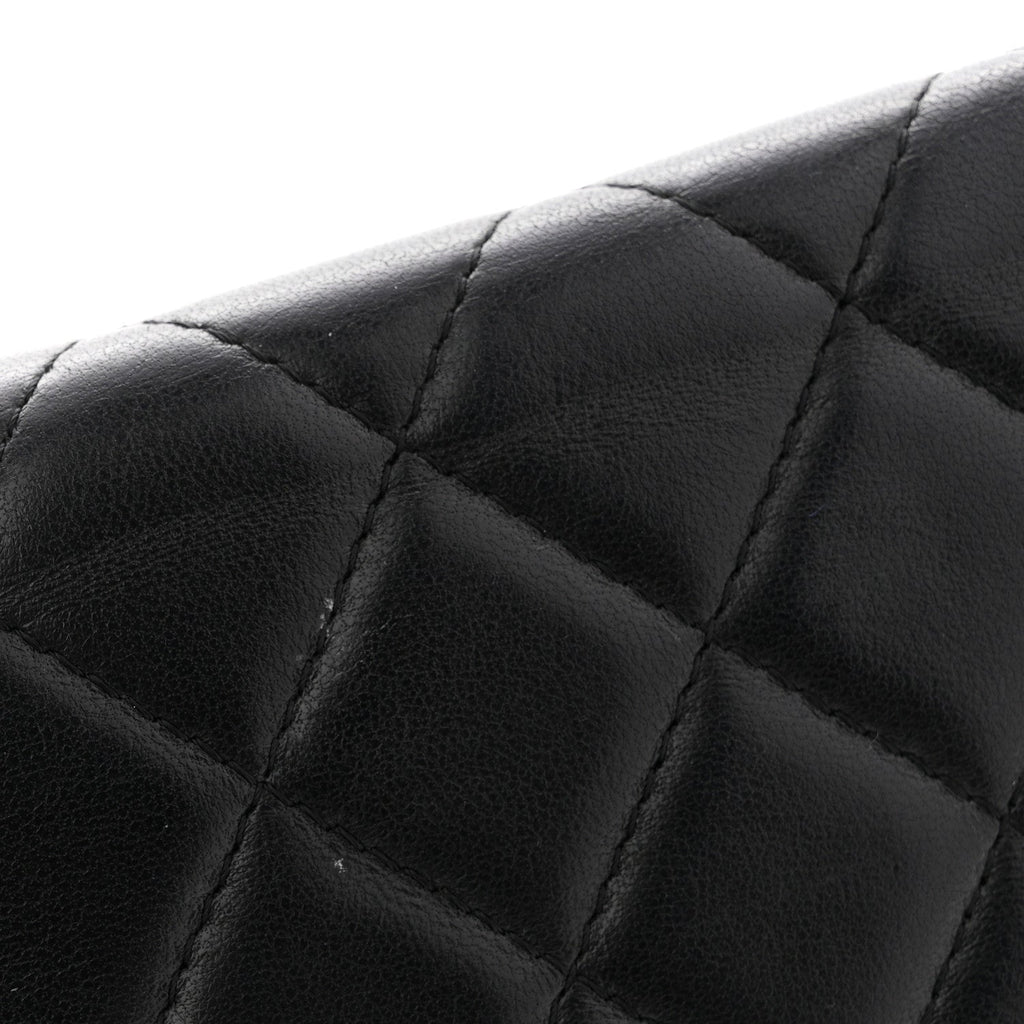 Lambskin Quilted Golden Class Wallet on Chain WOC Black