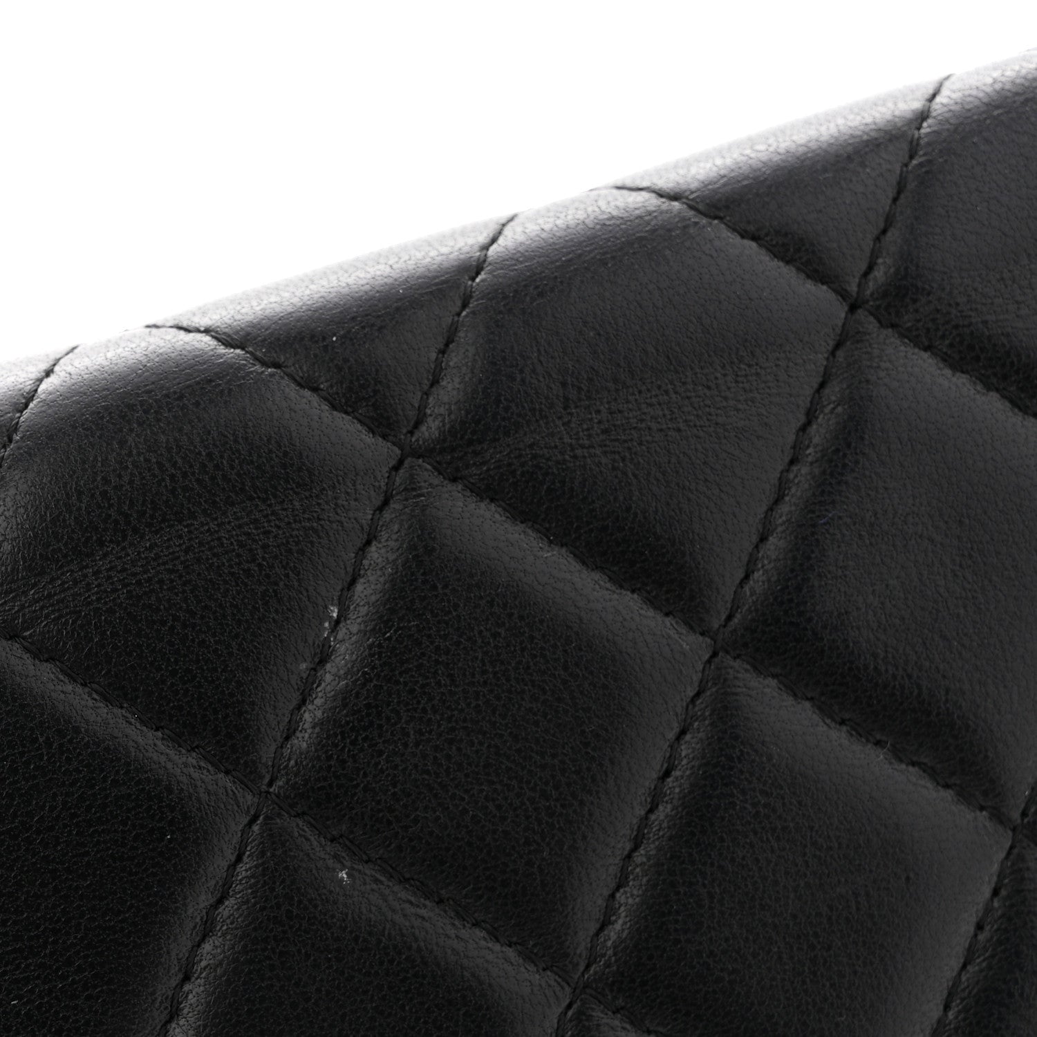 Lambskin Quilted Golden Class Wallet on Chain WOC Black