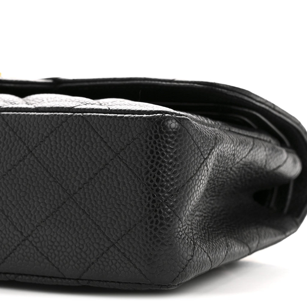 Caviar Quilted Small Double Flap Black