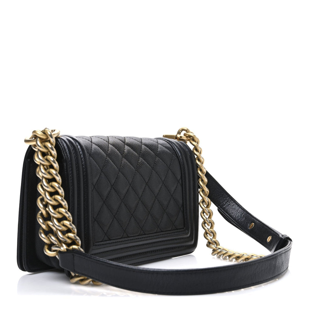 Caviar Quilted Small Boy Flap Black