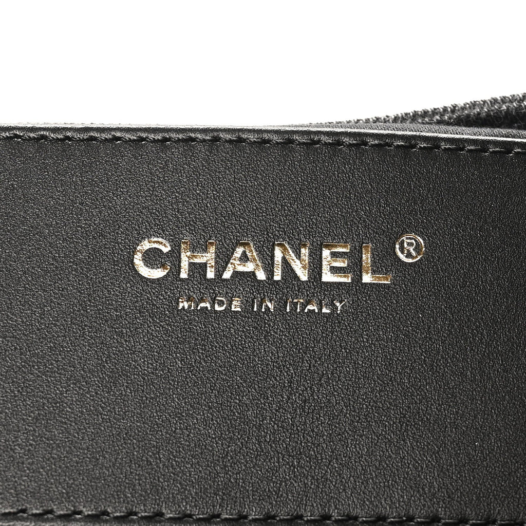 Washed Denim Quilted Small Chanel 25 Handbag Black