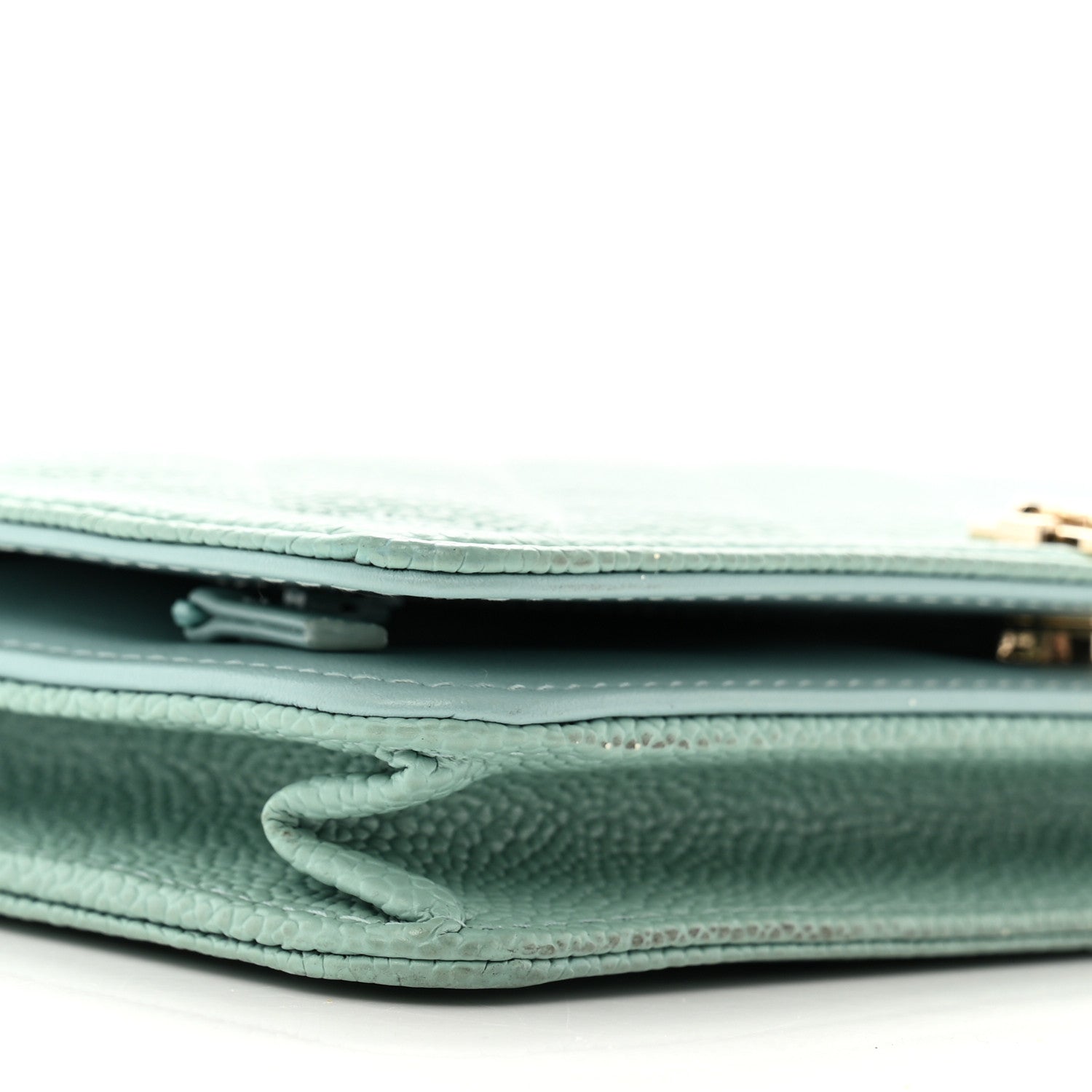 Caviar Quilted Boy Wallet On Chain WOC Light Blue