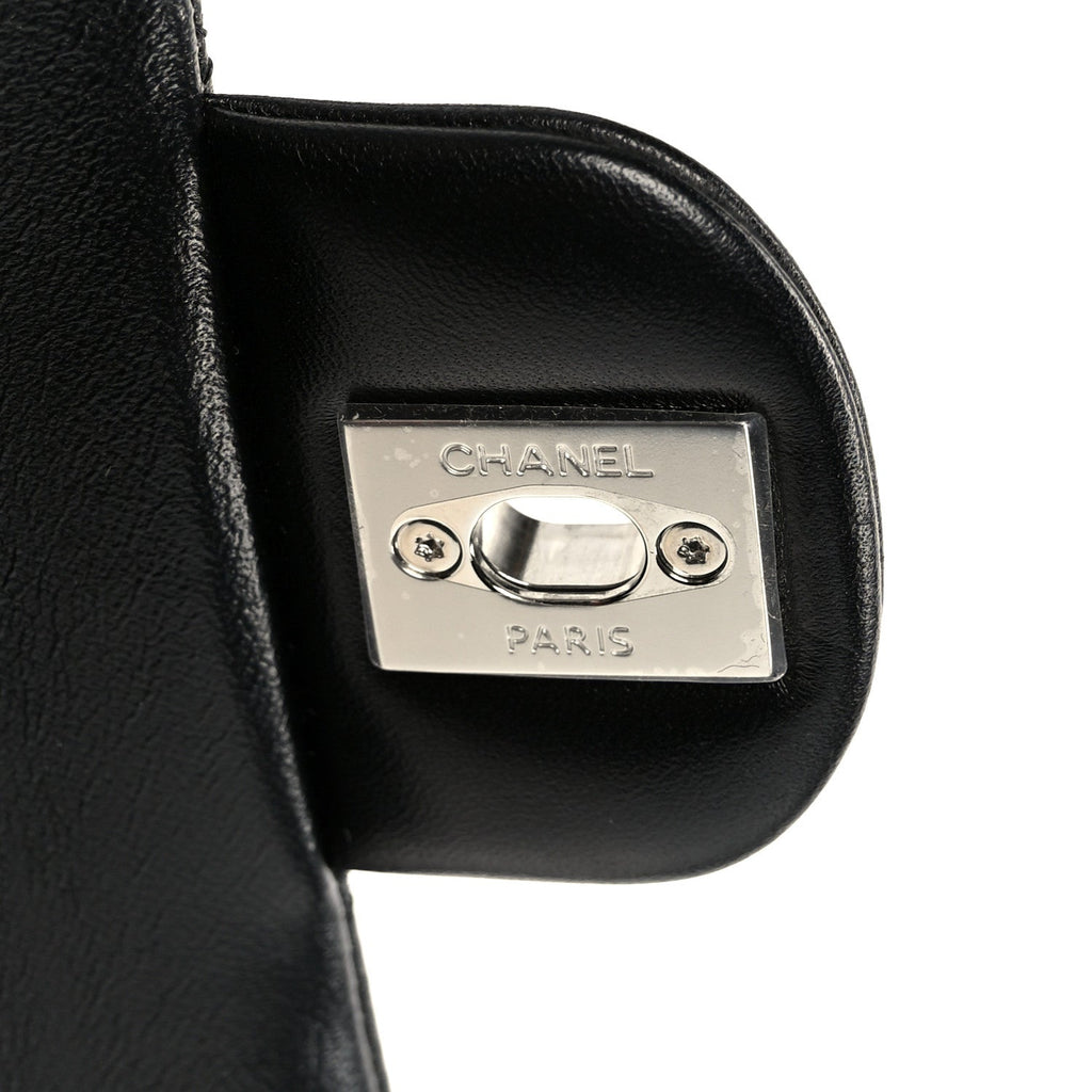 Lambskin Quilted Medium Double Flap Black