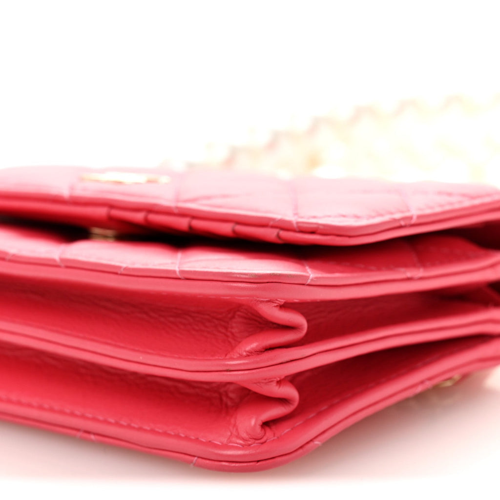 Calfskin Quilted Mini Maxi Pearls Wallet On Chain WOC Pink