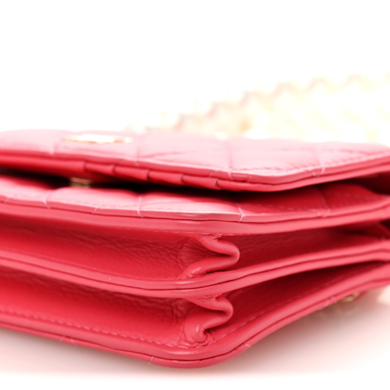 Calfskin Quilted Mini Maxi Pearls Wallet On Chain WOC Pink