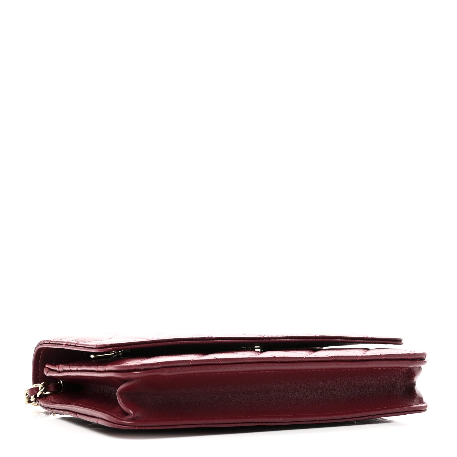 Lambskin Quilted Wallet On Chain WOC Burgundy