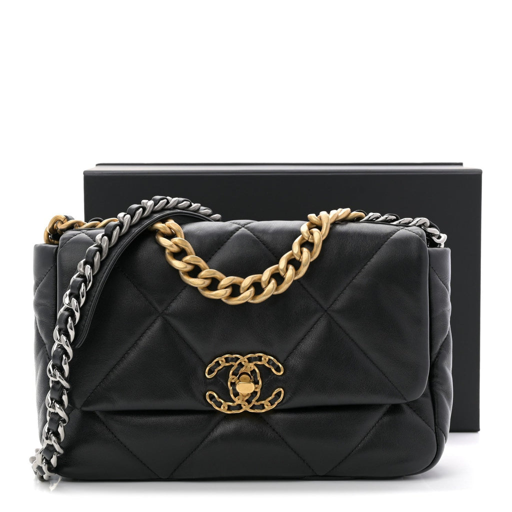 Lambskin Quilted Medium Chanel 19 Flap Black