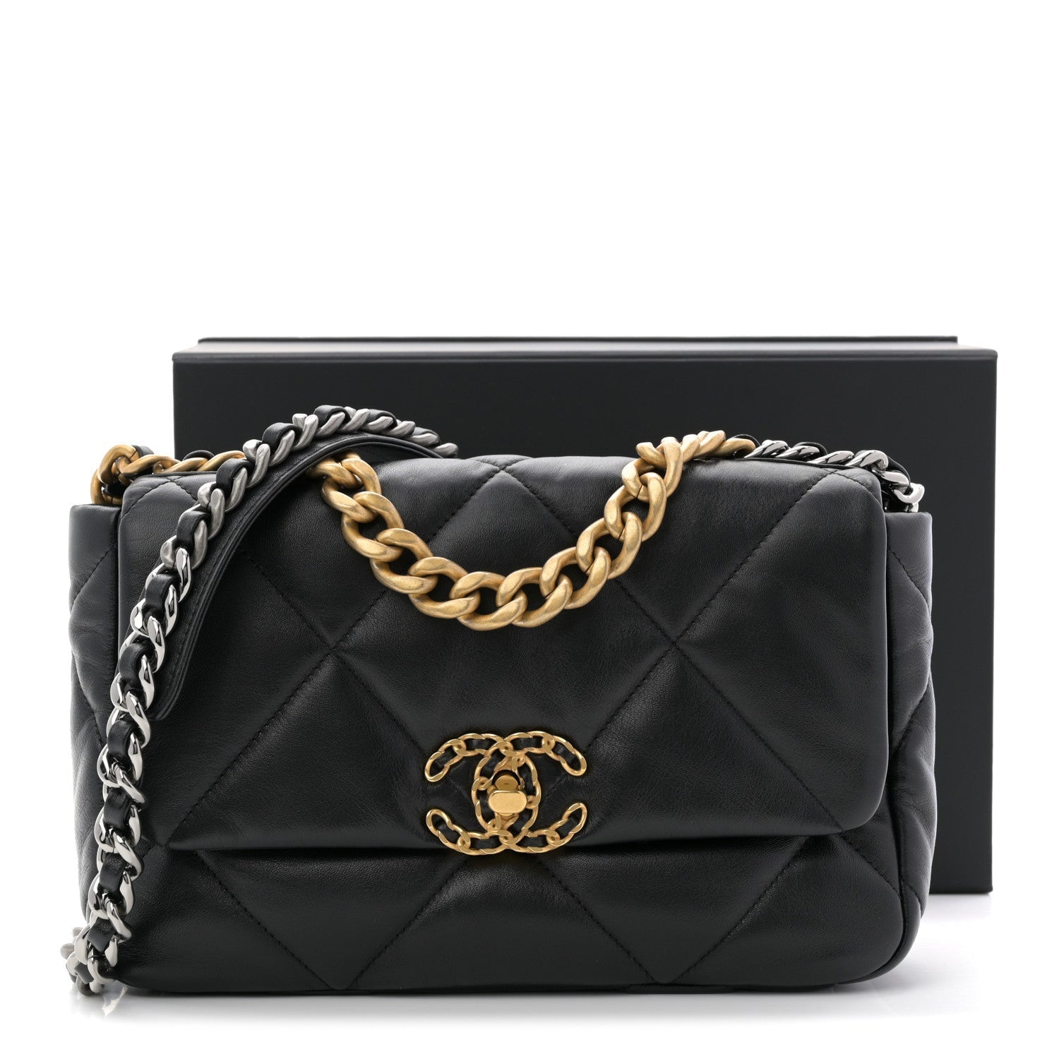 Lambskin Quilted Medium Chanel 19 Flap Black