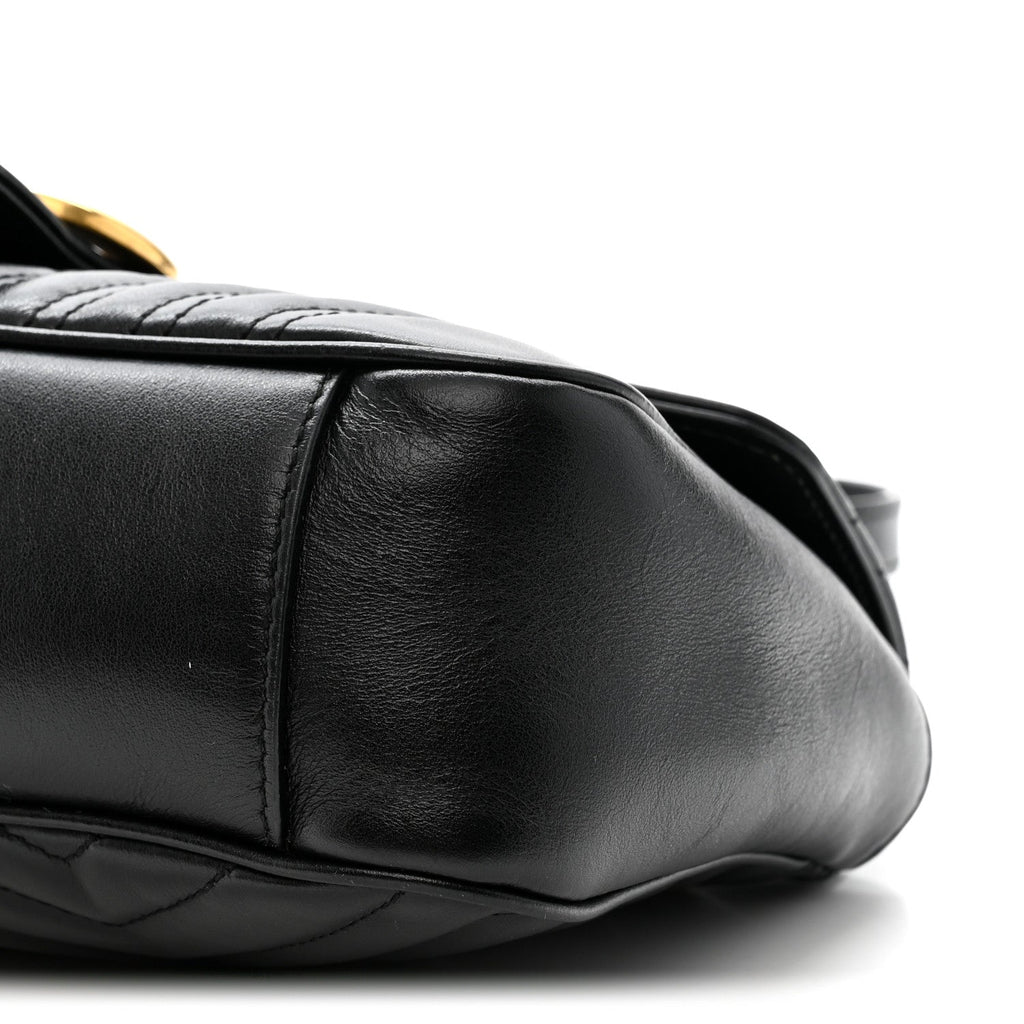 Calfskin Matelasse Small GG Marmont Shoulder Bag Black