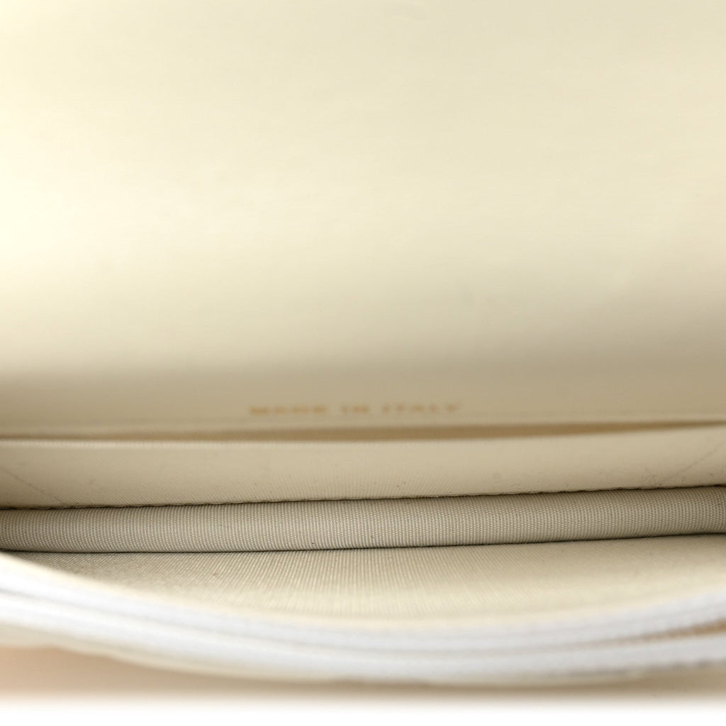 Calfskin Quilted Mini Maxi Pearls Wallet On Chain WOC White