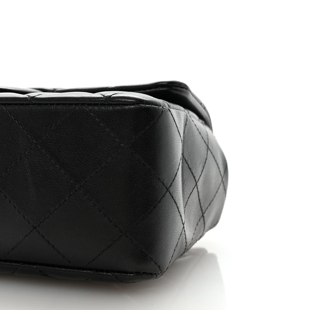 Lambskin Quilted Mini Rectangular Flap Black