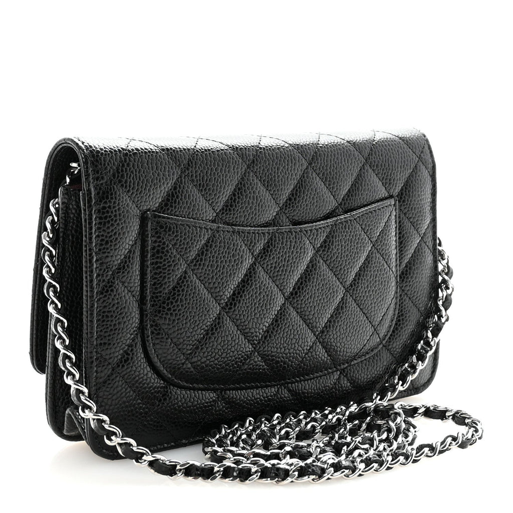 Caviar Quilted Wallet on Chain WOC Black