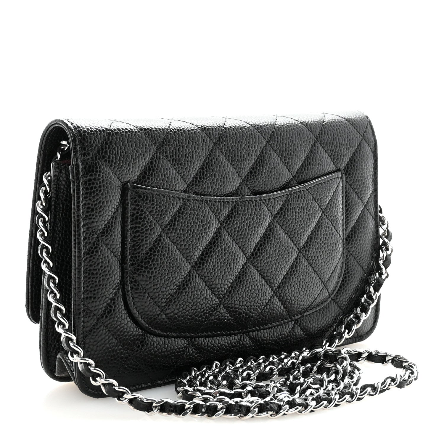 Caviar Quilted Wallet on Chain WOC Black