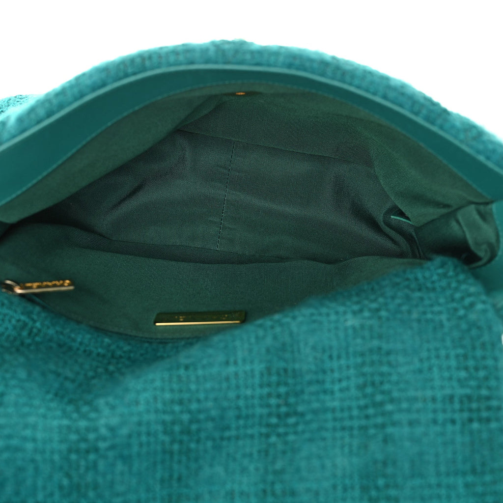 Tweed Quilted Large Chanel 19 Flap Green
