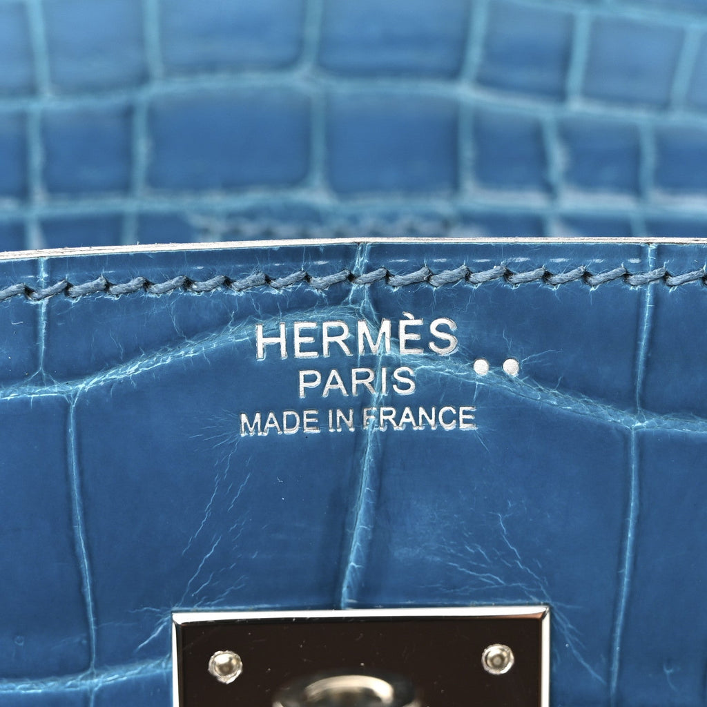 Shiny Niloticus Crocodile Birkin 30 Bleu Izmir