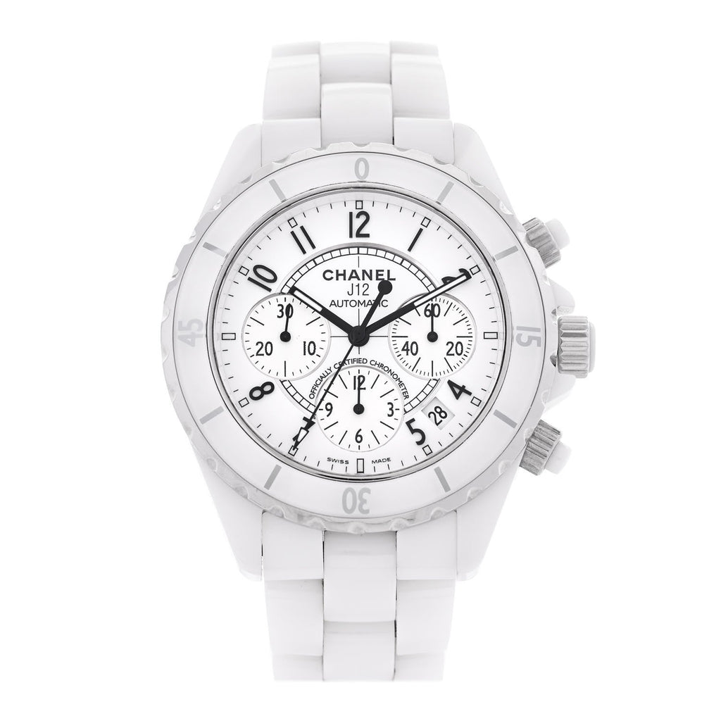 Stainless Steel Ceramic 41mm J12 Chronograph Automatic Watch White