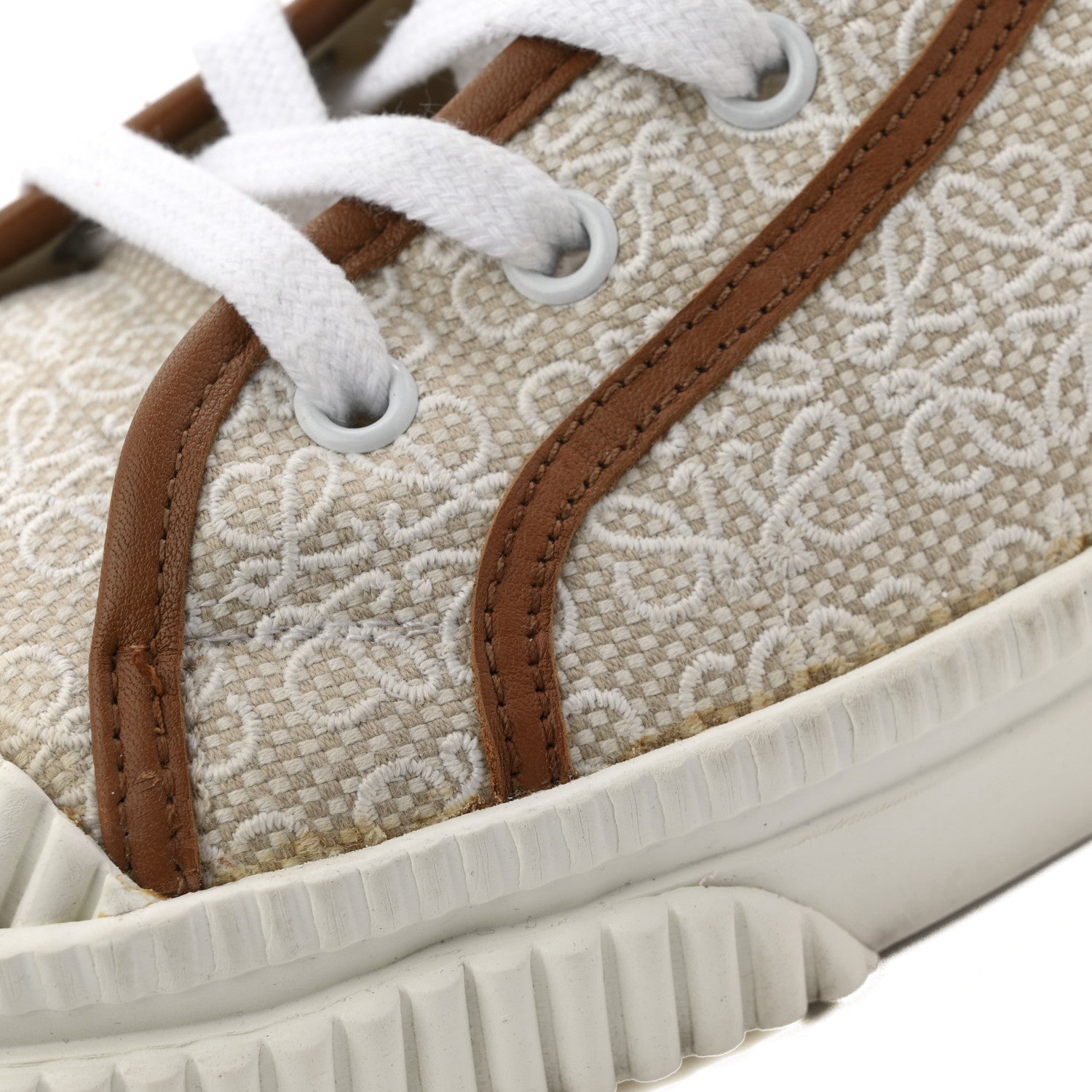 Jacquard Anagram Calfskin Mens High Top Sneakers 42 Natural White