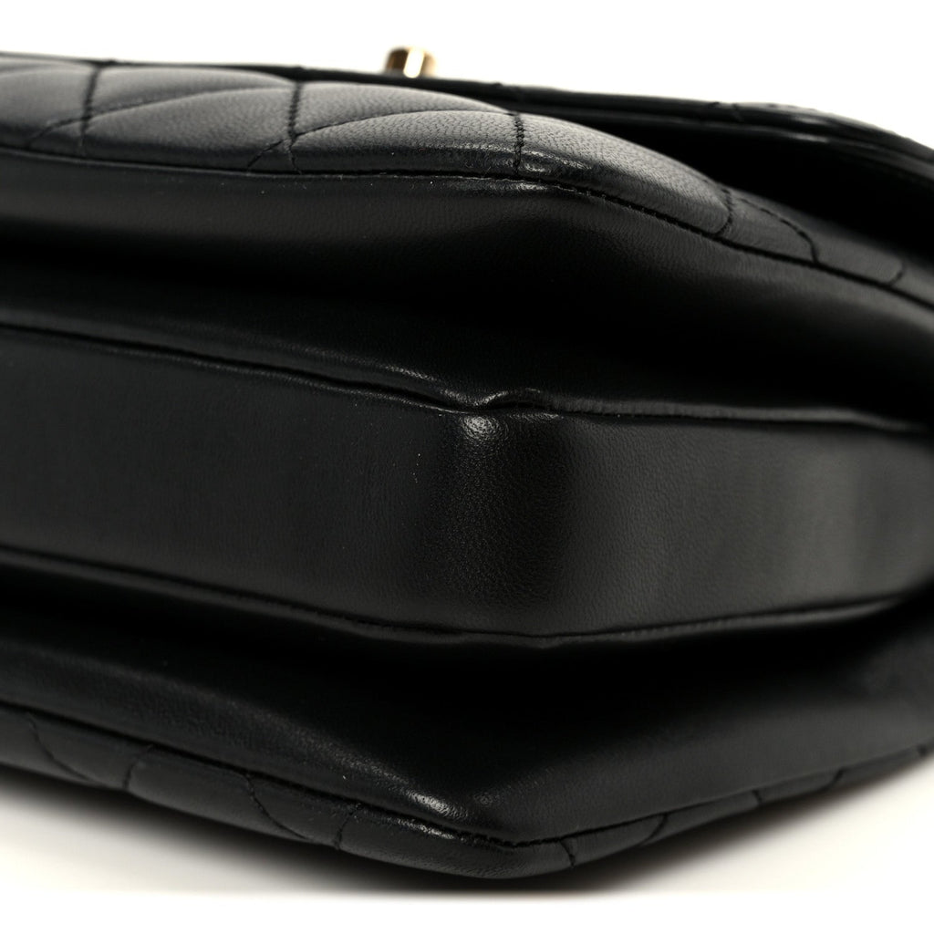 Lambskin Quilted Mini Trendy CC Dual Handle Flap Bag Black