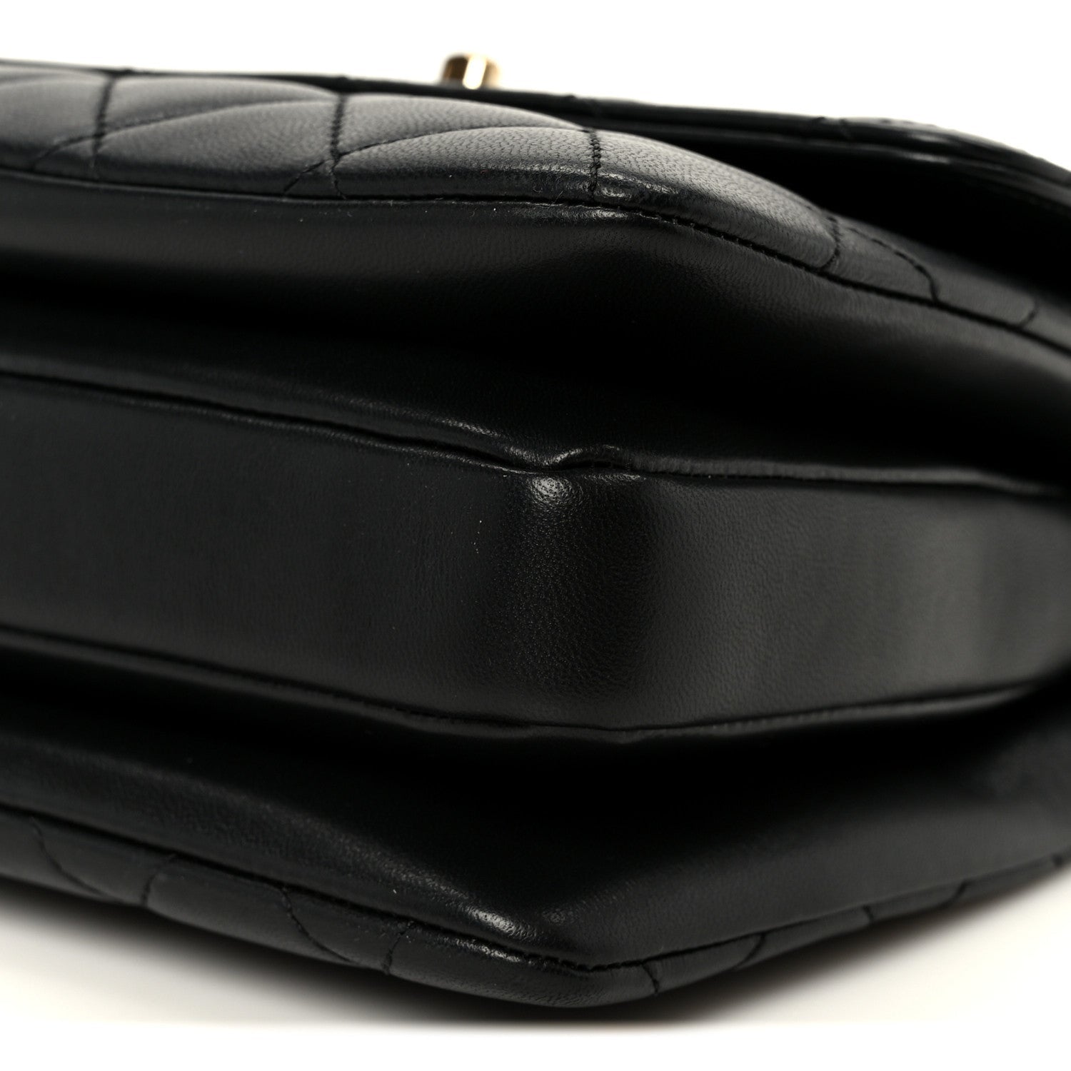 Lambskin Quilted Mini Trendy CC Dual Handle Flap Bag Black