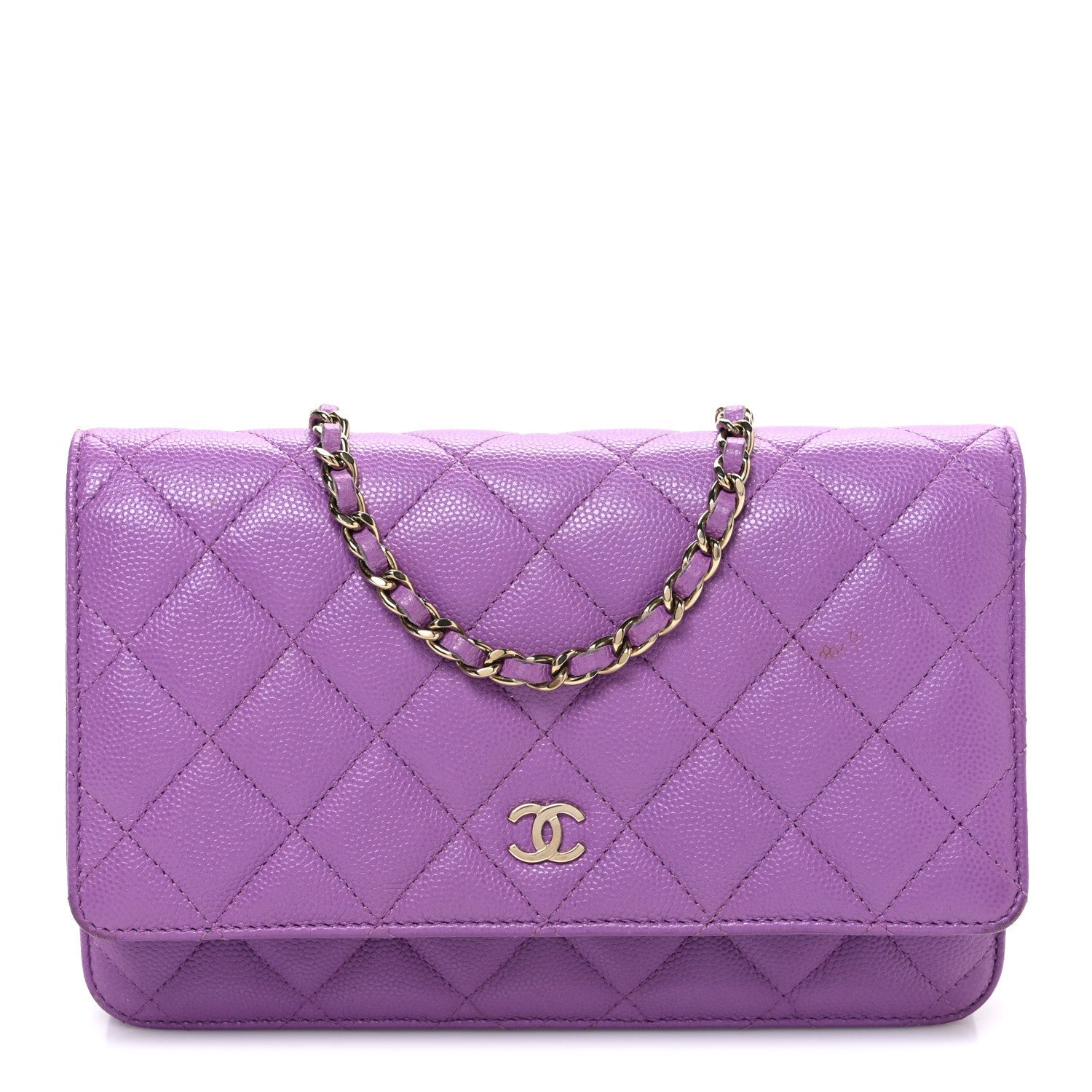 Caviar Quilted Wallet On Chain WOC Purple
