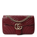 Calfskin Matelasse Small GG Marmont Shoulder Bag Ancora Red