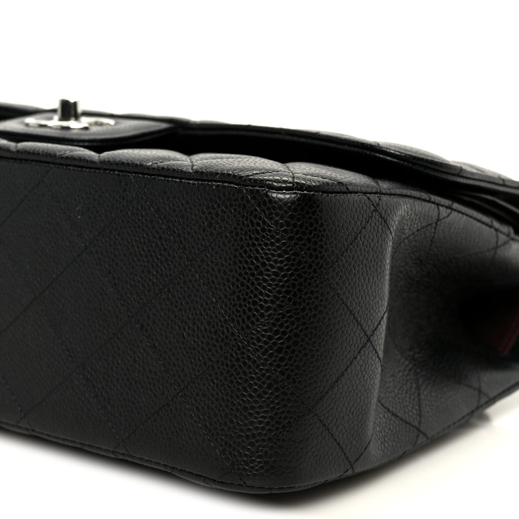 Caviar Quilted Jumbo Double Flap Black