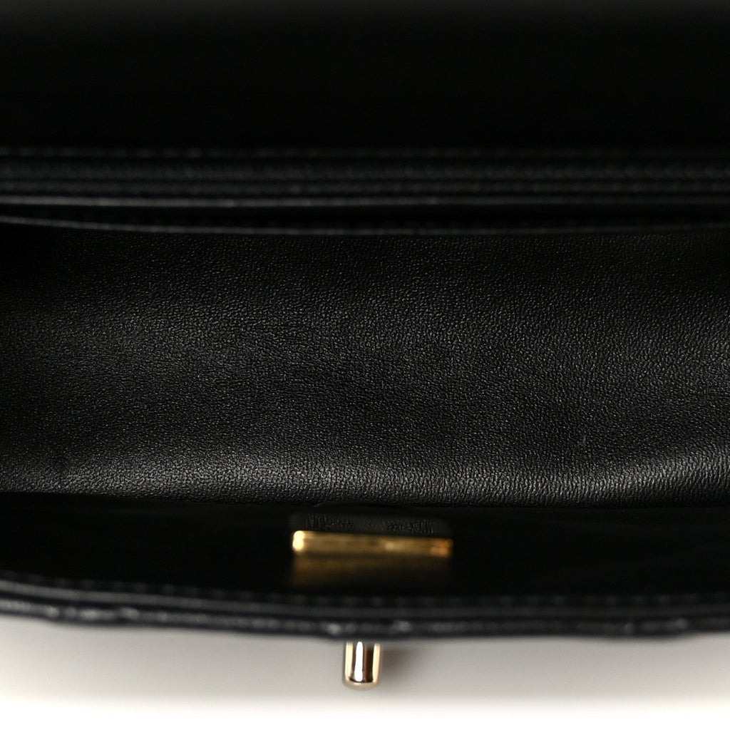 Lambskin Quilted Mini Square Flap Black