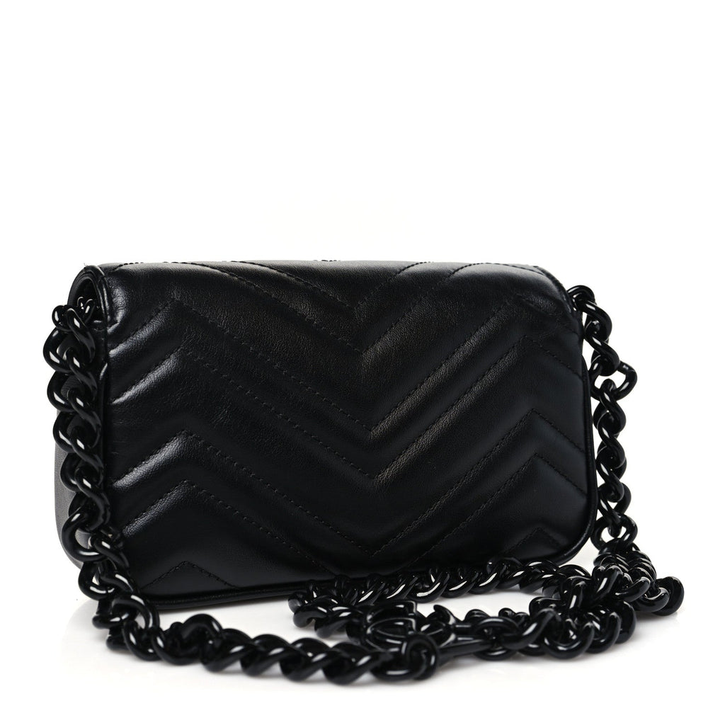 Calfskin Matelasse Monochrome GG Marmont Chain Belt Bag Black