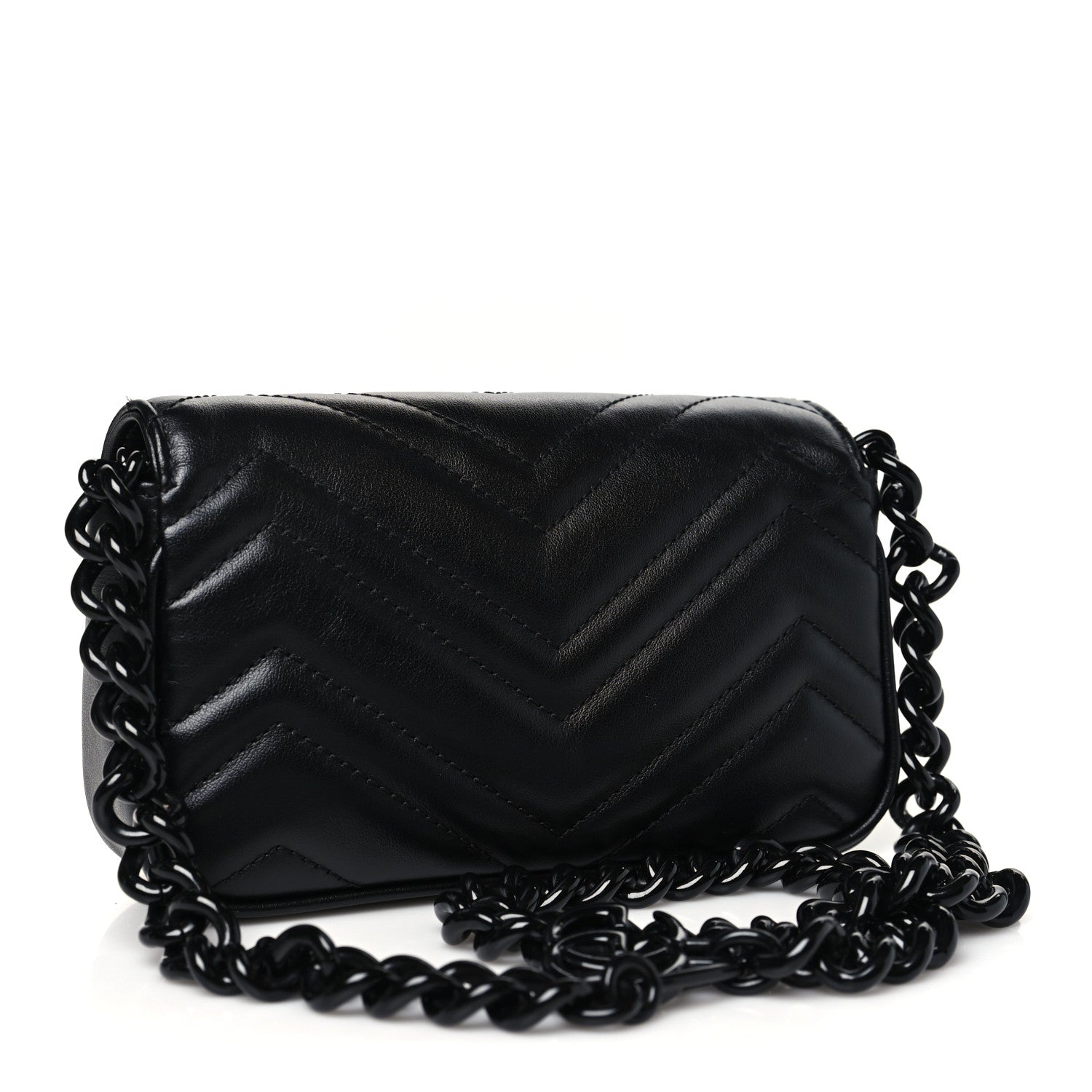 Calfskin Matelasse Monochrome GG Marmont Chain Belt Bag Black