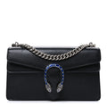 Dollar Calfskin Enamel Small Dionysus Shoulder Bag Black Electric Blue