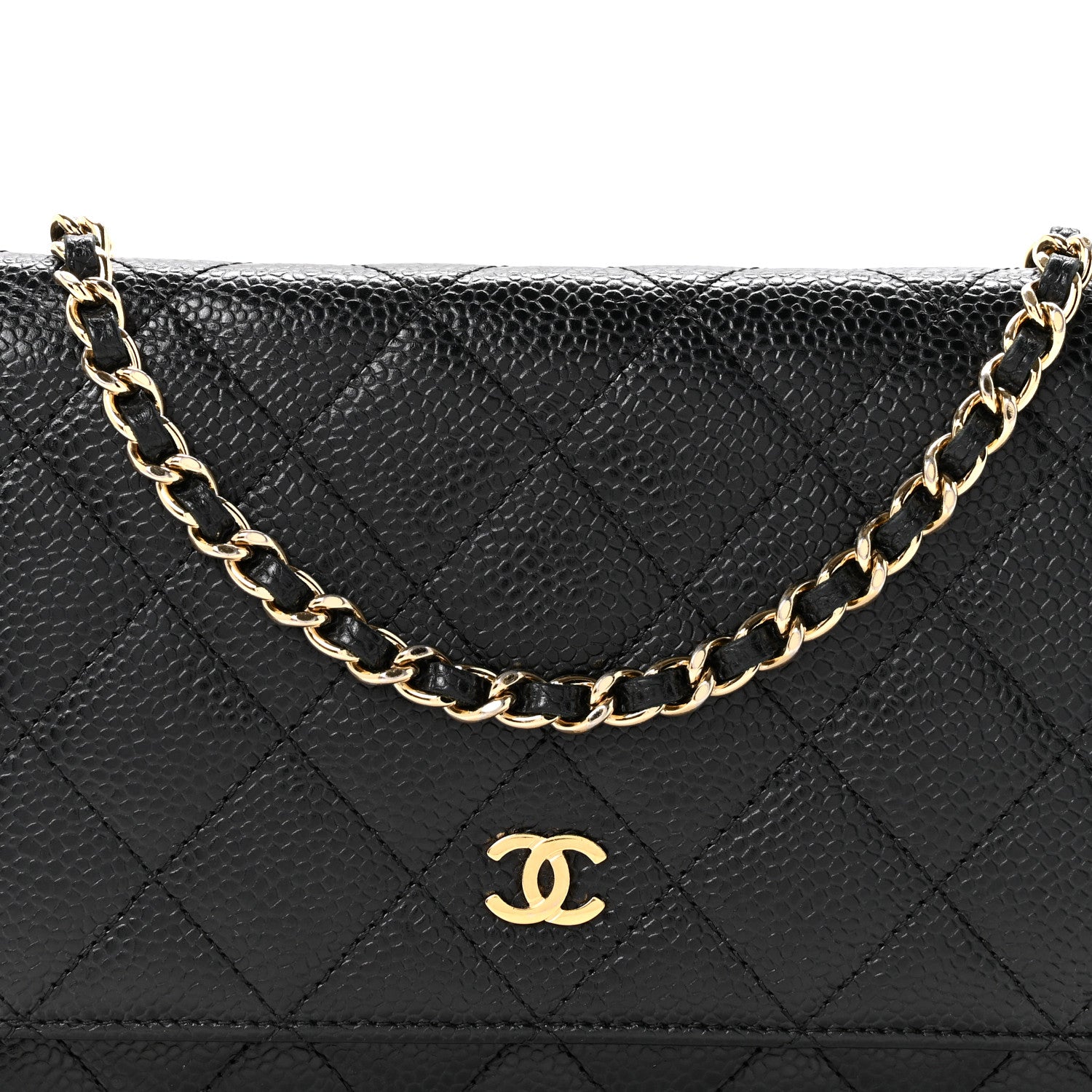 Caviar Quilted Wallet On Chain WOC Black
