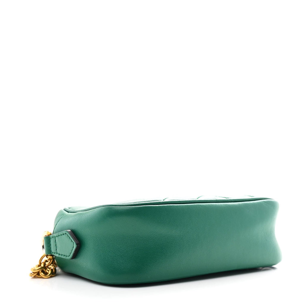 Calfskin Matelasse Small GG Marmont Chain Shoulder Bag Emerald Green