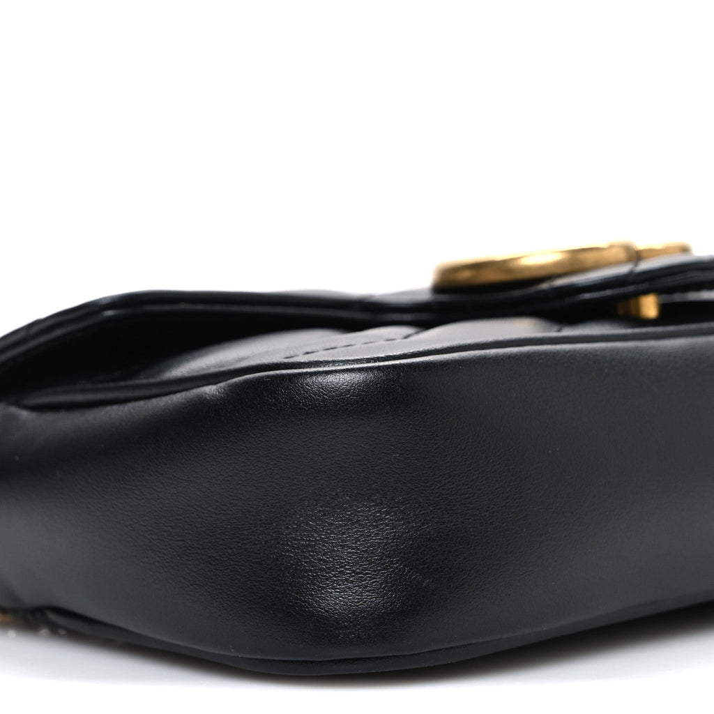 Calfskin Matelasse Super Mini GG Marmont Shoulder Bag Black